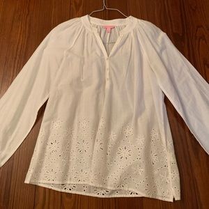 Lilly Pulitzer white cotton sheer blouse